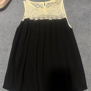 Elegant Black and Cream Lace Tank Top